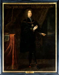 Porträt von Pierre François Maximilian IV. von Béthune, Dritter Herzog von Sully (1640-1694). Er trägt das Halsband des Ordens vom Heiligen Geist. Anonymes Gemälde des 17. Jahrhunderts