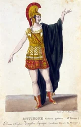 Porträt von Prosper Derivis (1808-1880) in der Rolle der Antigone in der lyrischen Tragödie „Olympia“ von Gaspare Spontini (1774 - 1851), italienischer Komponist