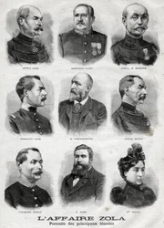 Porträts der Hauptzeugen in der Dreyfus-Zola-Affäre in „Le Petit Journal“, 27. Februar