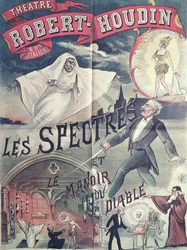 Plakat, das Geister und das Haus des Teufels im Théâtre Robert-Houdin, Paris, ca. 1870 bewirbt