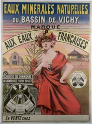 Plakat für les eaux minerales naturelles du bassin de Vichy, natürliches Mineralwasser