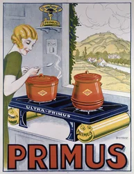 Plakat für den Primus-Herd, gedruckt von Dampenon & Elarue
