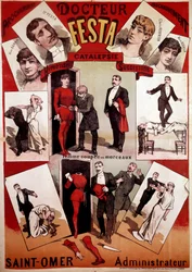 Plakat, das die Zaubershow des Illusionisten Doktor Festa präsentiert, Anfang des 20. Jahrhunderts (Druck)