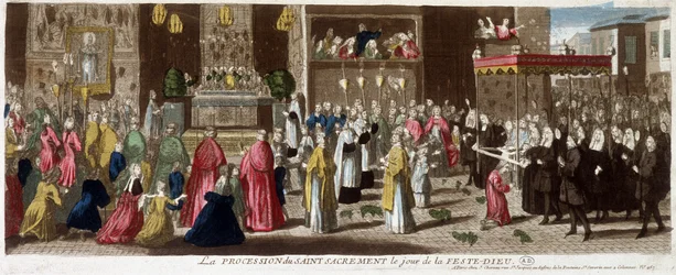 Prozession des Heiligen Sakraments am Fronleichnamstag, Paris, um 1715