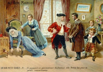 Werbekarte für Le Bon Petit Diable von Comtesse de Segur, spätes neunzehntes Jahrhundert