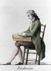 Psalterspieler. Gravur aus dem späten 18. Jahrhundert.