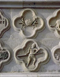 Vierpässe, die Krebs und Juni darstellen, ca. 1220