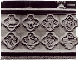 Vierpässe mit den Tierkreiszeichen, Arbeiten des Jahres und den Propheten Sophonie und Ezechiel, aus der Kathedrale Notre-Dame in Amiens