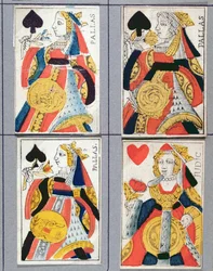 Pik-Dame und Herz-Dame Spielkarten, 17. - 18. Jahrhundert