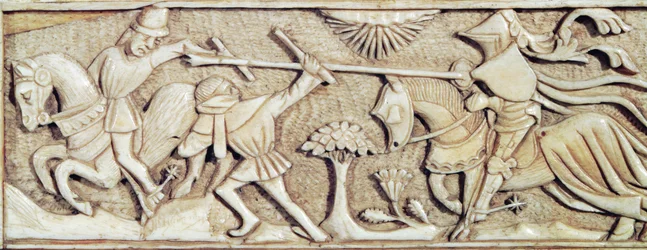 Relief, das kämpfende Ritter darstellt, (Detail)