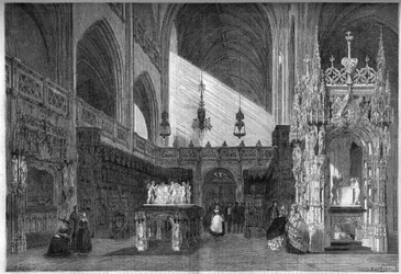 Religiöse Architektur: Ansicht des Chors der Kirche (1513-1532) von Brou, Ain (01)