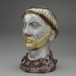 Reliquienbüste des Heiligen Yrieix, ca. 1220-40 (vergoldetes Silber mit Bergkristall, Edelsteinen und Glas)