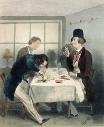 Restaurant in der Rue Saint-Jacques in Paris, um 1840