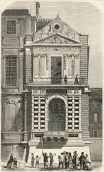 Restaurierung der als Charles IX bekannten Fenster im Louvre im 19. Jahrhundert - Gravur in "Tableau-de-Paris" von Edmond Texier 1852