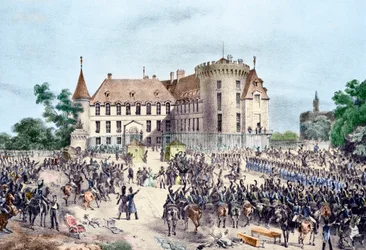 Revolution von 1830, Charles X präsentiert sich der Nationalgarde (Gravur)