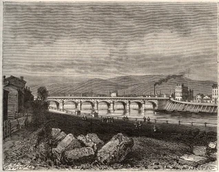 Roanne - Loire, in der Region Rhône-Alpes - Gravur in „La France illustrée: Geographie, Geschichte, statistische Verwaltung“ von V.-A. Malt-Brown. 1884