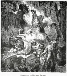 Opferung an heidnische Götter, ca. 1890