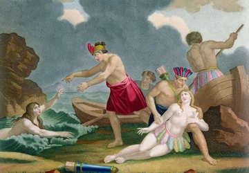 Szene aus der Geschichte der aztekischen Prinzessin Amazilly und ihres Bruders Telasco