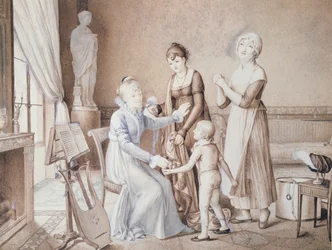 Szene aus dem Familienleben, frühes 19. Jahrhundert