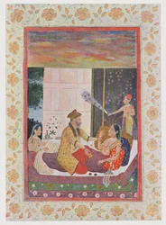 Scheherazade wird vom König ergriffen, Illustration aus Tausendundeine Nacht, 1895 (Farbstich)