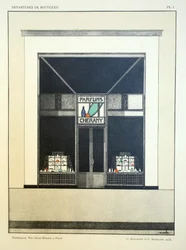Ladenfront, Platte 1, Illustration aus Devantures de Boutiques von Louis-Pierre Sezille, Paris, 1927
