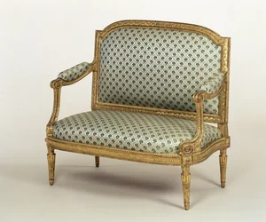 Kleine Louis XVI Settee, gestempelt von J.P. Boulard, ca. 1775