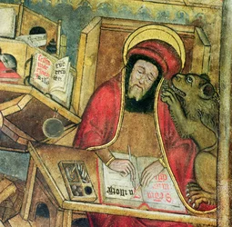 St. Markus schreibt sein Evangelium (Detail)