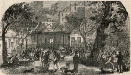 Stempel von Cheval Blanc in Paris im 19. Jahrhundert - Gravur in „Tableau-de-Paris“ von Edmond Texier 1852