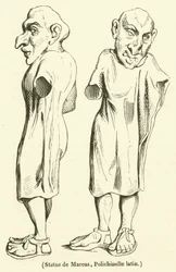Statue von Maccus, lateinischer Polichinelle (Gravur)