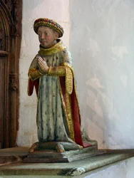 Statue von Jean V, Herzog der Bretagne (polychromes Holz)