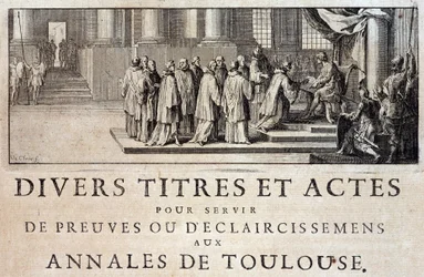 Besitzergreifung der Stadt und des Grafen von Toulouse durch die Gesandten von König Philipp III. im Jahr 1271 - in „Annales de la ville de Toulouse“ von Germain de Lafaille, Toulouse