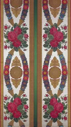 Textil mit Gänseblümchen-Girlanden und Rosensträußen von Cousin und Bony, Bissardon, Lyon, 1811