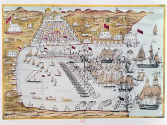 Die Bombardierung von Algier durch die anglo-niederländischen Flotten am 27. August 1816