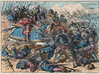 Der König von Frankreich Franz I. (1494-1547) in der Schlacht von Marignano am 13. und 14. September 1515 - Franz I. (1494-1547) in der Schlacht von Marignano.