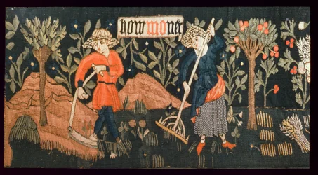 Die Arbeiten der Monate, aus dem Elsass, Mitte des 15. Jahrhunderts (Wolle & Leinen)
