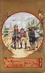 Der Müller, sein Sohn und der Esel, ca. 1880 (farbige Gravur)