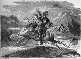 Die polnische Legende von Prinzessin Heligonde und Graf von Tyniec Walgerz, Gravur in „Die Geschichte der Prostitution und Ausschweifung“ von Dr. Th. -F. Debray