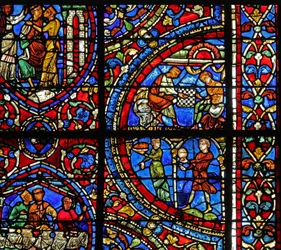 Das Fenster des verlorenen Sohnes: Essen für das Fest; er spielt Würfel