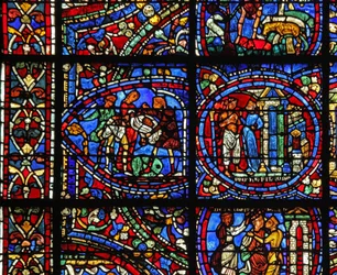 Das Fenster des verlorenen Sohnes: er wird angegriffen; eine Kurtisane wirft ihn hinaus