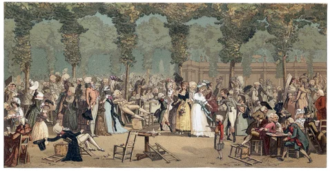 Die öffentliche Promenade am Palais Royal in Paris von Philibert-Louis (Philibert Louis) Debucourt (1755-1832)