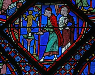 Das St. Jakobus Fenster: Almogenes (Hermogines) zerstört das Idol