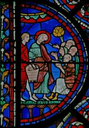 Das St. Thomas Fenster: Brotverteilung an die Armen