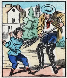 Der Straßenkehrer. Gravur in „La chanson des metier“. Epinal, Ende des 19. Jahrhunderts. Private Sammlung