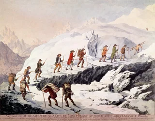 Der Schweizer Naturforscher Horace Bénédict de Saussure (1740-1799) und der französische Bergführer Jacques Balmat unternahmen im August 1787 die zweite Besteigung des Mont Blanc.