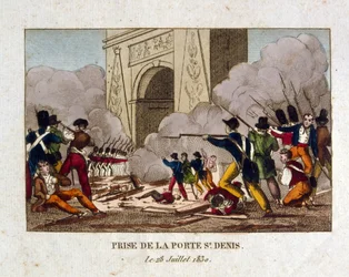 Die Eroberung des Tores von St. Denis, Paris, während der Französischen Revolution von 1830