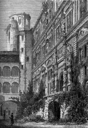 Das Schloss von Heidelberg in Deutschland, Heimat einer der berühmtesten Universitäten Europas im 19. Jahrhundert. Gravur im illustrierten Journal „La jeunesse“