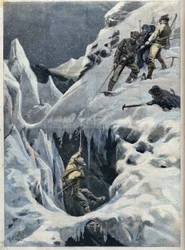 Die Katastrophe des Mont Blanc: Der Tod von Reisenden und ihren Führern während ihrer Expedition, in „Le Petit Parisien“.