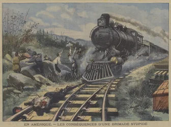Die Folgen einer dummen Schikane in Amerika (Farblithografie)
