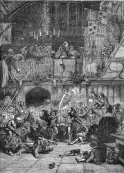 Das Fest der Narren, Gravur in „Die Geschichte der Prostitution und Ausschweifung“ von Dr. Th. -F. Debray
