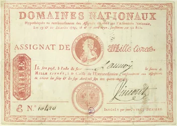 Tausend-Livre-Banknote mit einem Bild von Ludwig XVI. (1754-93), 1790
